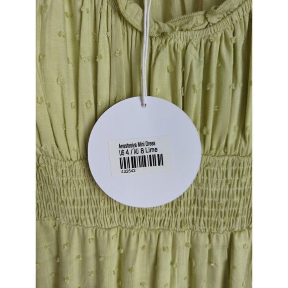 Princess Polly Anastasiya Mini Dress/Romper Lime size 4 NWT - Picture 5 of 6